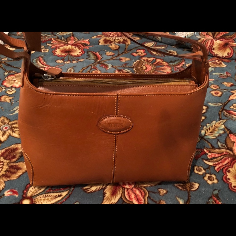 TODS brown leather shoulder purse